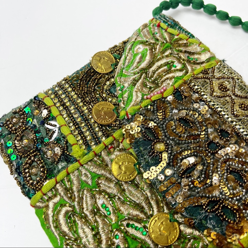 Vintage | Embellished Beaded Thai Silk Crossbody Bag - Picture 2 of 6